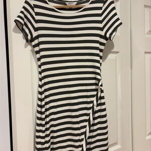 Market & Spruce Olive and White Striped Mini Dress